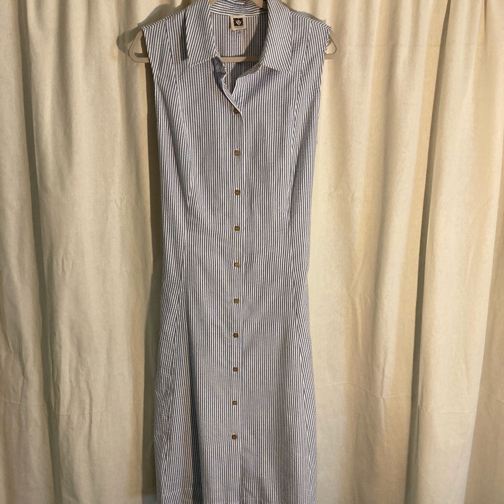 Anne Klein Blue and White striped shirt dress
